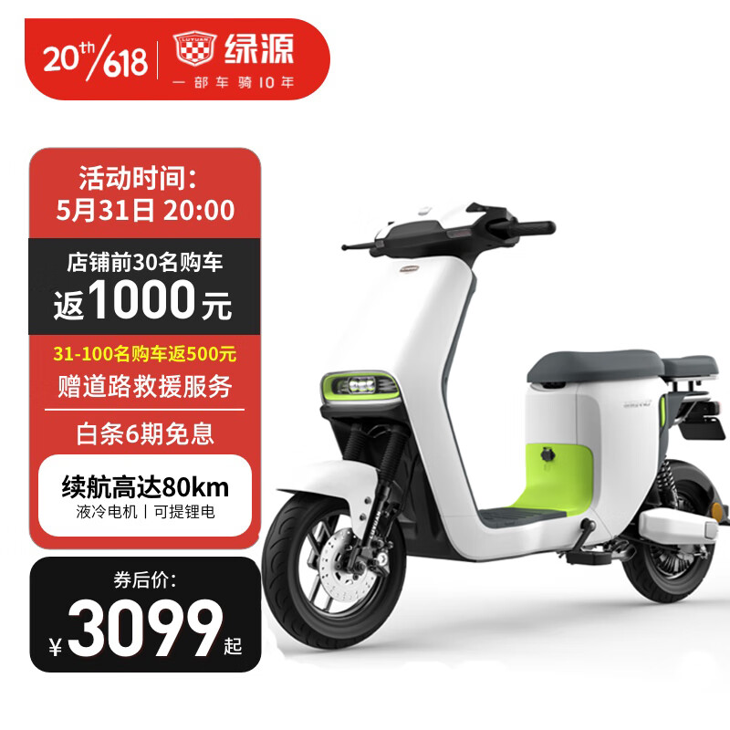 LUYUAN 绿源 48V24A锂电池 新国标电动自行车 2899元（需用券）