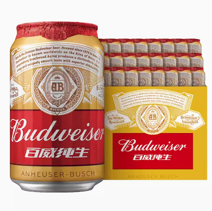 88VIP！Budweiser 百威 小麦纯生啤酒 330ml*24听 整箱装 ￥87.01