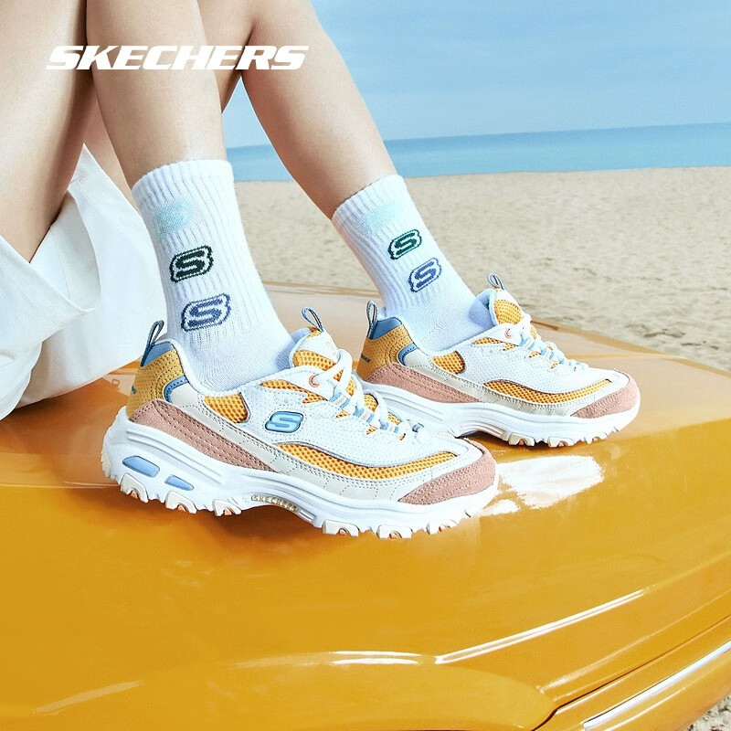 SKECHERS斯凯奇糖果熊撞色冰淇淋鞋运动鞋休闲马卡龙老爹鞋女鞋 (女款)-芒果