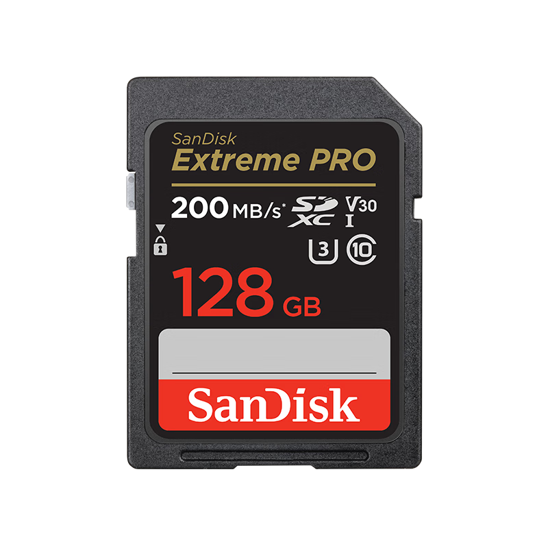 PLUS会员: SanDisk 闪迪 128GB SD内存卡 4K V30 U3 C10 读速200MB/s 写速90MB/s 微单/单反 