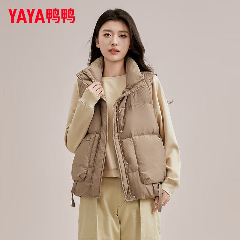 YAYA 鸭鸭羽绒服 鸭鸭羽绒马甲大口袋坎肩背心外套Y 卡其色 M 107.01元（需用