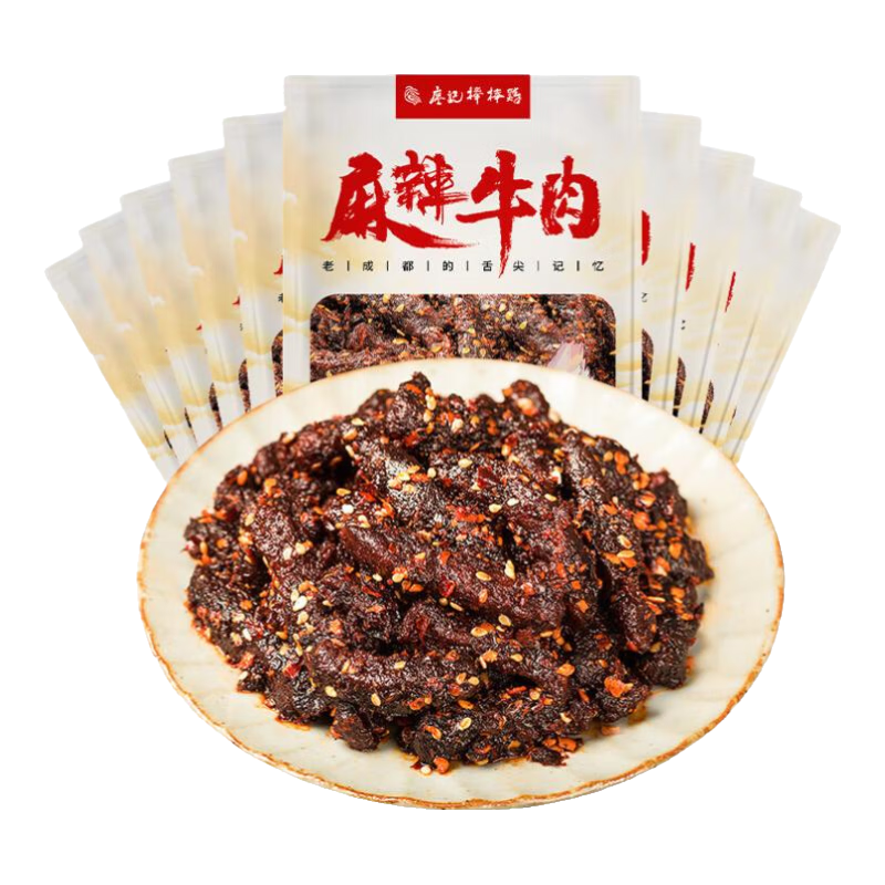 plus会员：廖记棒棒鸡 麻辣牛肉 40g*10袋 47.69元包邮