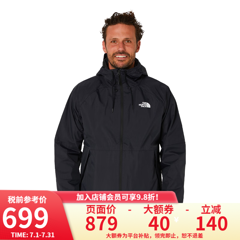 THE NORTH FACE 北面 TNF北面美版男款ANTORA RAIN防风连帽冲锋衣 JK3-黑色 S ￥667.03