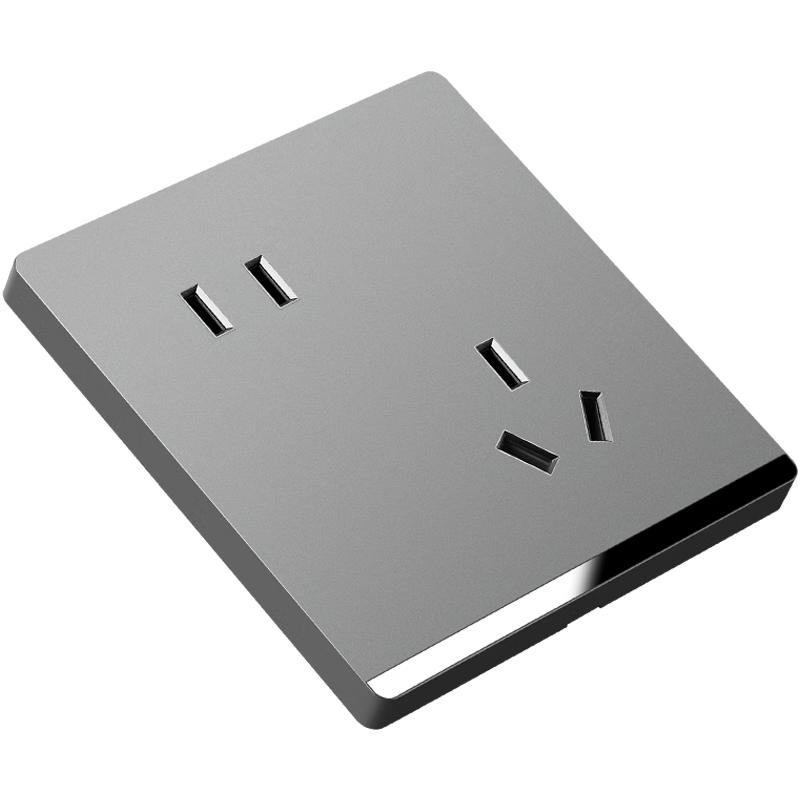 国际电工 86型暗装开关插座面板 灰色家用墙壁二三插5孔USB网络空调电源插