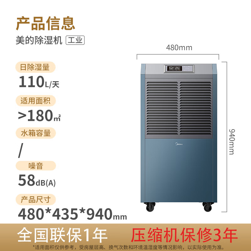 国家补贴：美的 CF138BD/N1-GY 除湿机 110L/天 2278元包邮（需用券）