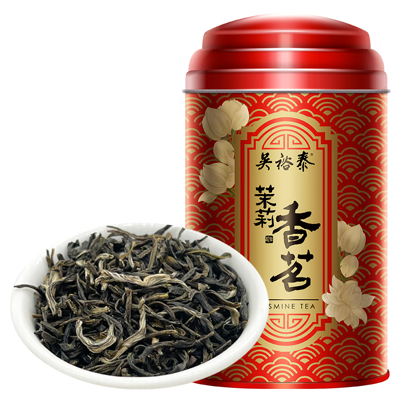 吴裕泰 茶叶 花茶花草茶 新茶浓香茉莉花茶茉莉香茗七窨芽叶醇香100g罐装 45