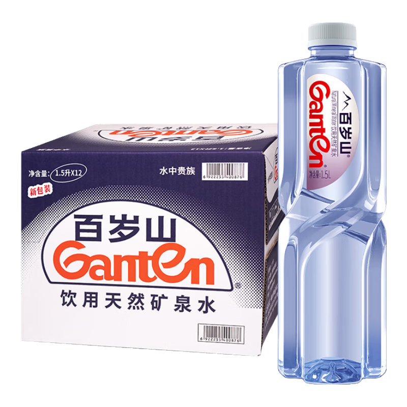 PLUS会员：景田 百岁山 饮用天然矿泉水 1.5L*12瓶 整箱装*3件 109.08元（合36.36