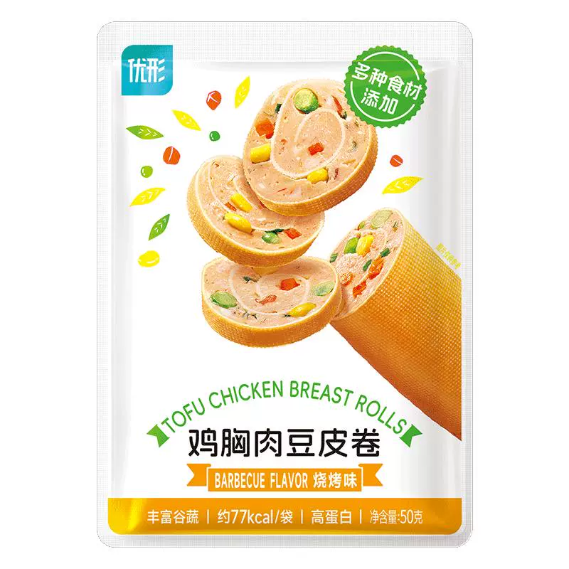 ishape 优形 谷蔬豆皮鸡肉卷 烧烤味 50g*8袋 (共24袋) ￥15.24