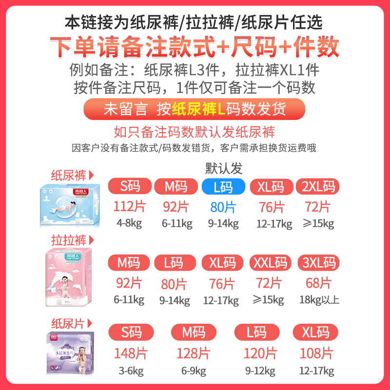 南极人 拉拉裤春季纸尿裤婴儿超薄透气男女宝宝新生春款尿不湿 49.9元（需