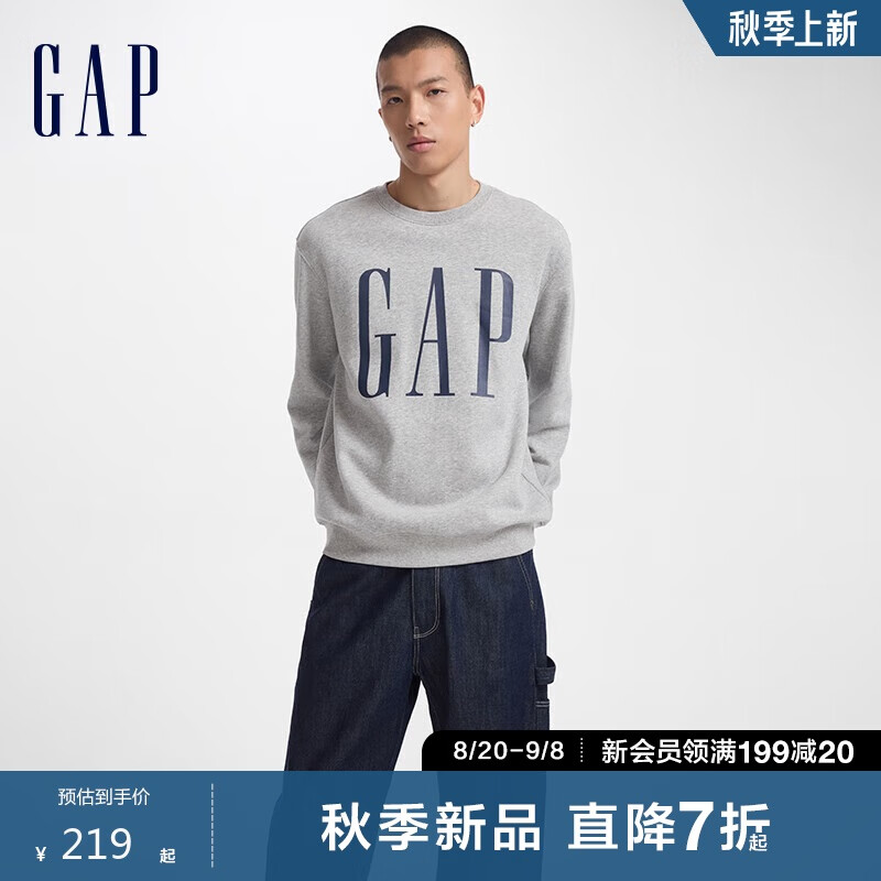 Gap 盖璞 男女装2024初秋新款字母logo卫衣经典简约百搭上衣609136 209元（需用