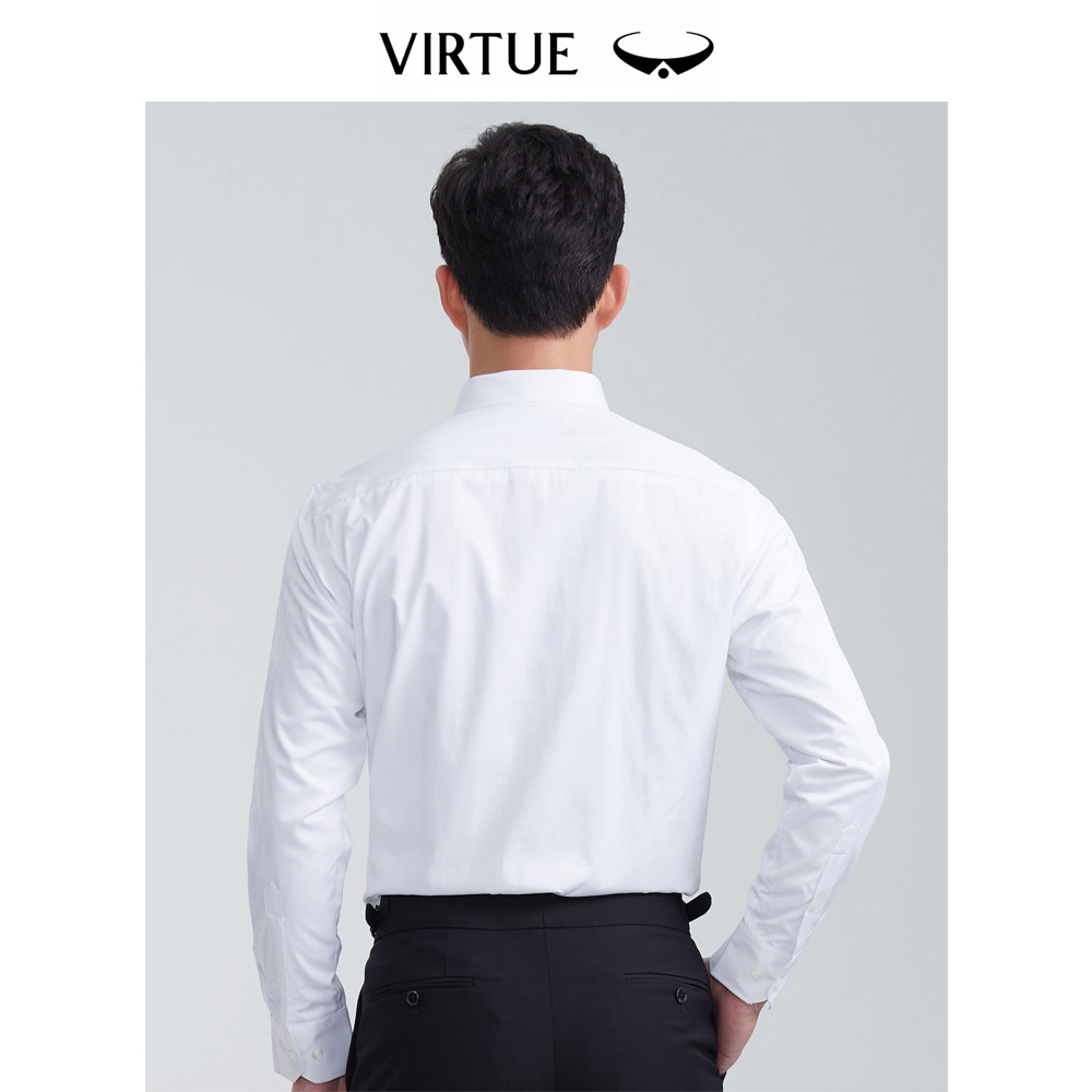 Virtue 富绅 秋冬新款保暖男式长袖衬衫商务正装人字纹肌理加绒加厚衬衣 53