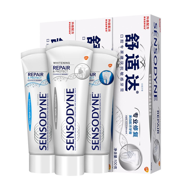 SENSODYNE 舒适达 专业修复NovaMin技术 抗敏感多效护理牙膏 含氟美白劲速抗敏 