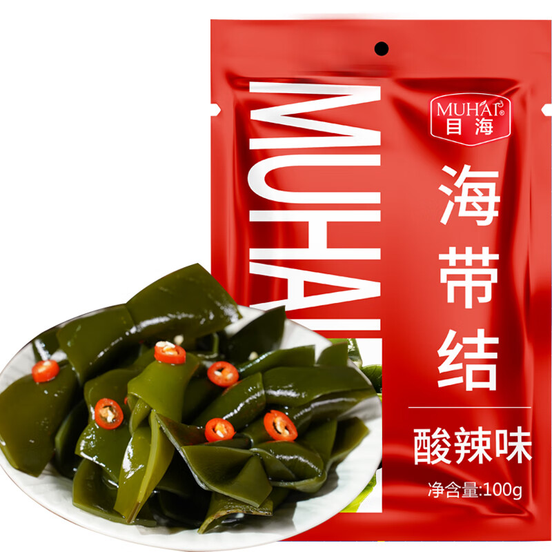 Muhai 目海 酸辣脆爽海带结 100克/袋 9元（需用券）