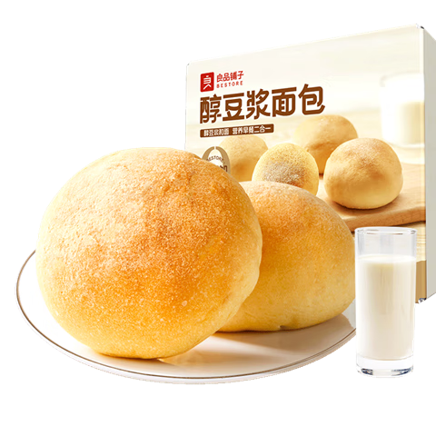 京东百亿补贴：良品铺子 醇豆浆面包 500g 9.9元包邮（需用券）