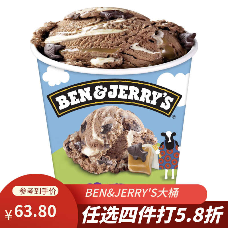 BEN&JERRY'S 巧克力焦糖棉花糖冰淇淋465ml 27.13元（需买3件，需用券）