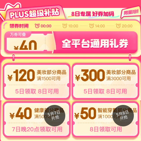 京东满500减40优惠券，PLUS会员可领→