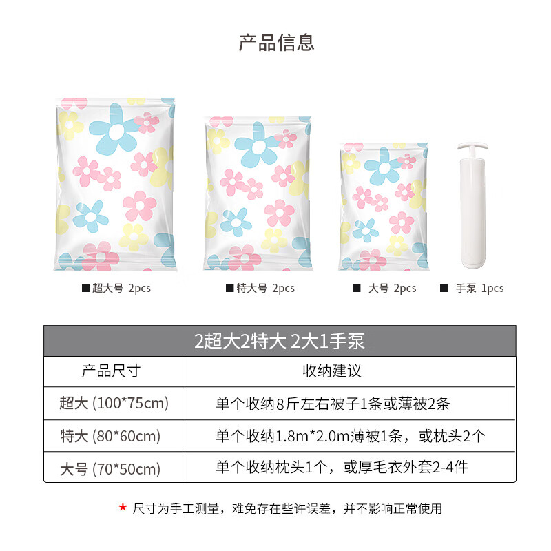 收纳博士 真空压缩袋收纳棉被衣物整理袋太阳花款7件套 14.22元