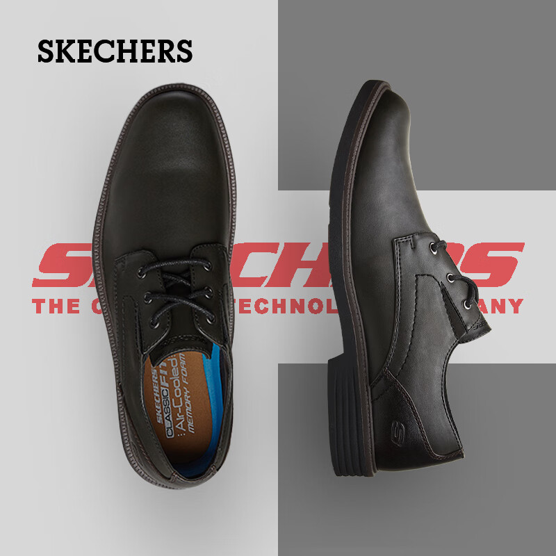 SKECHERS 斯凯奇 耐磨缓震健步鞋软底百搭皮鞋 438-BBK全黑色 249元（需用券）