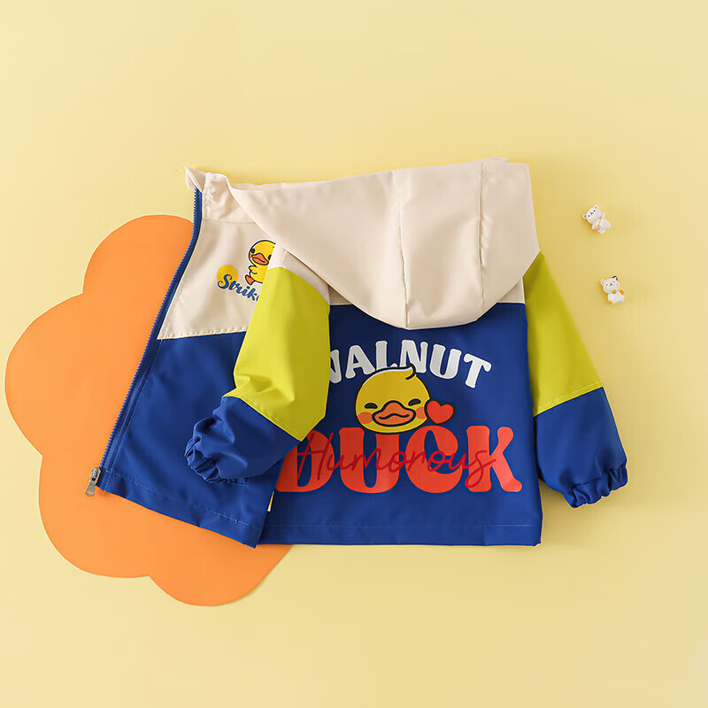 WALNUT DUCK 2024秋季新款帅气时尚百搭卡通棒球服外套秋款男女孩上衣 蓝色拼