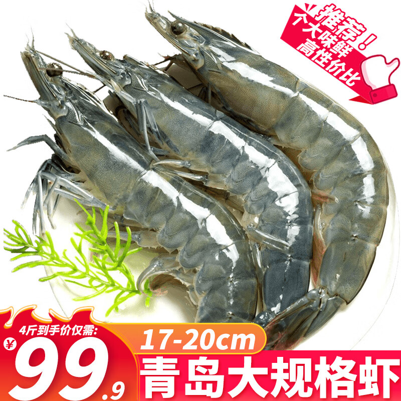 XYXT 虾有虾途 新鲜国产青岛大白虾 17-20厘米 4斤 超大号虾 78.93元（需用券）