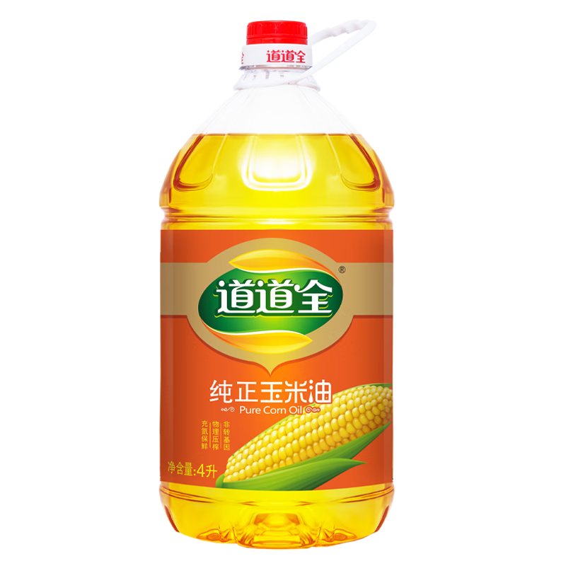 道道全 纯正玉米油4L物理压榨 口味清香 34.96元（2人团）