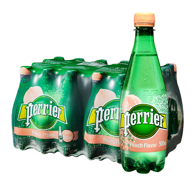 perrier 巴黎水 白桃味气泡水 500ml*6瓶 45元