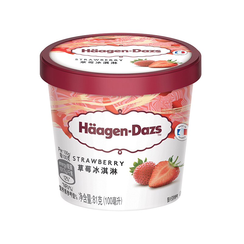 Häagen·Dazs 哈根达斯 Haagen-Dazs）经典草莓口味冰淇淋 100ml/杯 21.07元（