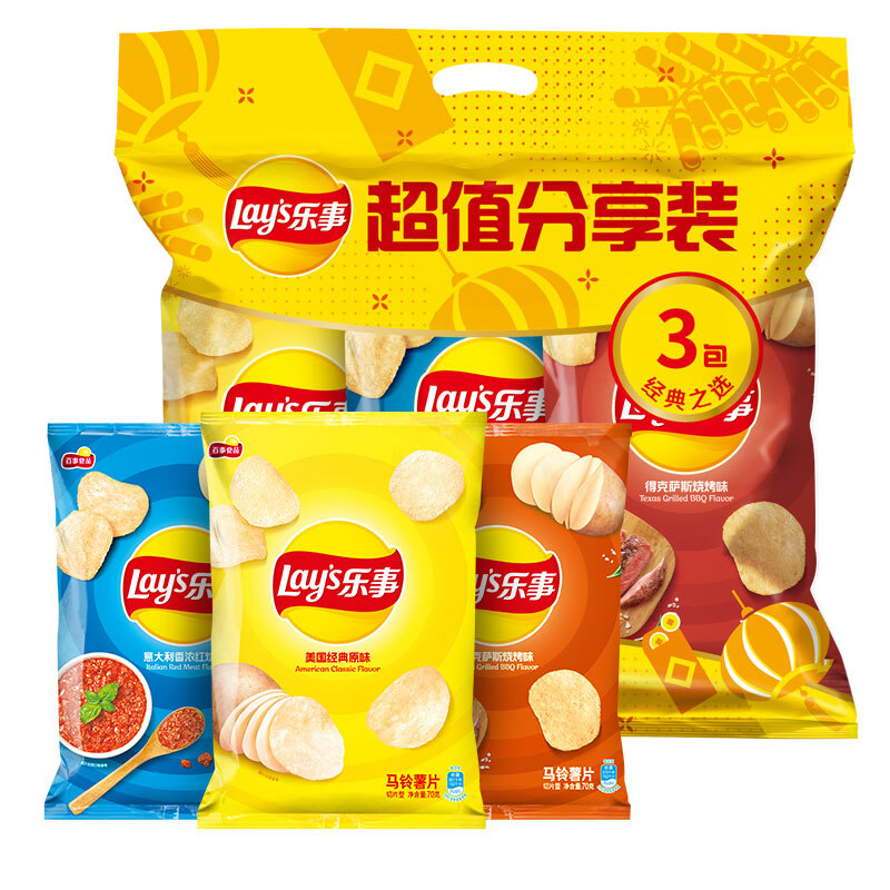 Lay's 乐事 原切马铃薯片大礼包 210g 14.9元