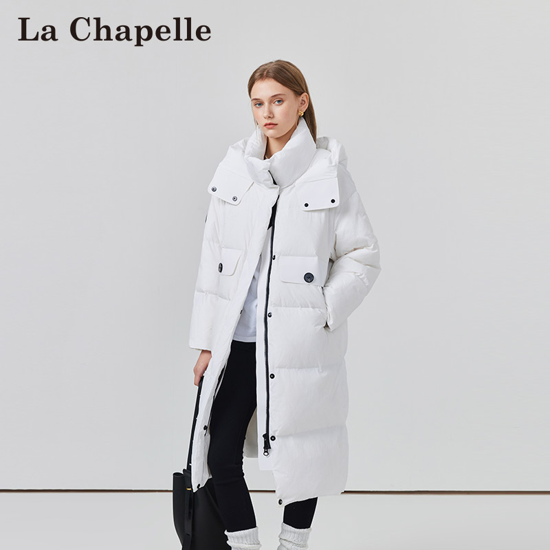 La Chapelle 羽绒服女2024冬季新款高级感鸭绒保暖加厚中长款连帽外套 598元