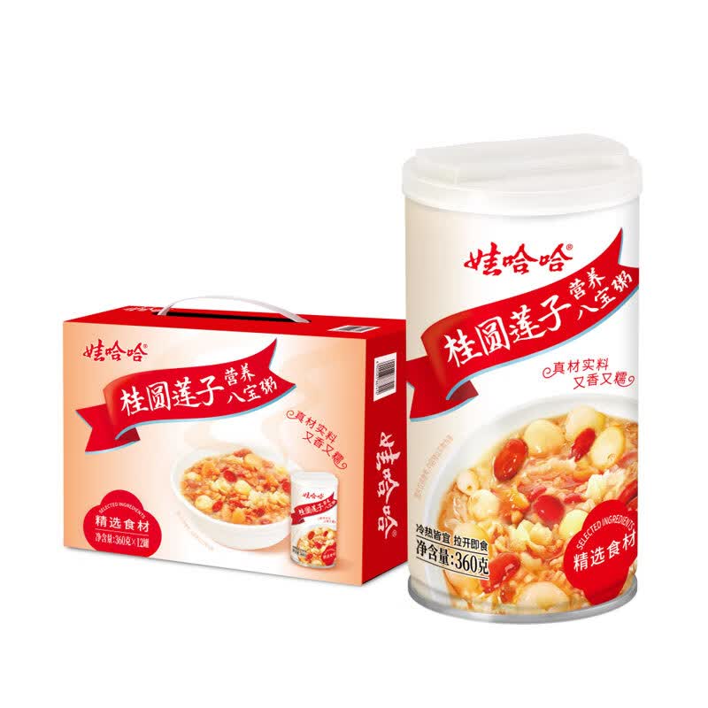 娃哈哈 桂圆莲子八宝粥 360g*12罐 45.8元