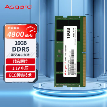 Asgard 阿斯加特 16GB DDR5 4800 笔记本内存条 ￥229
