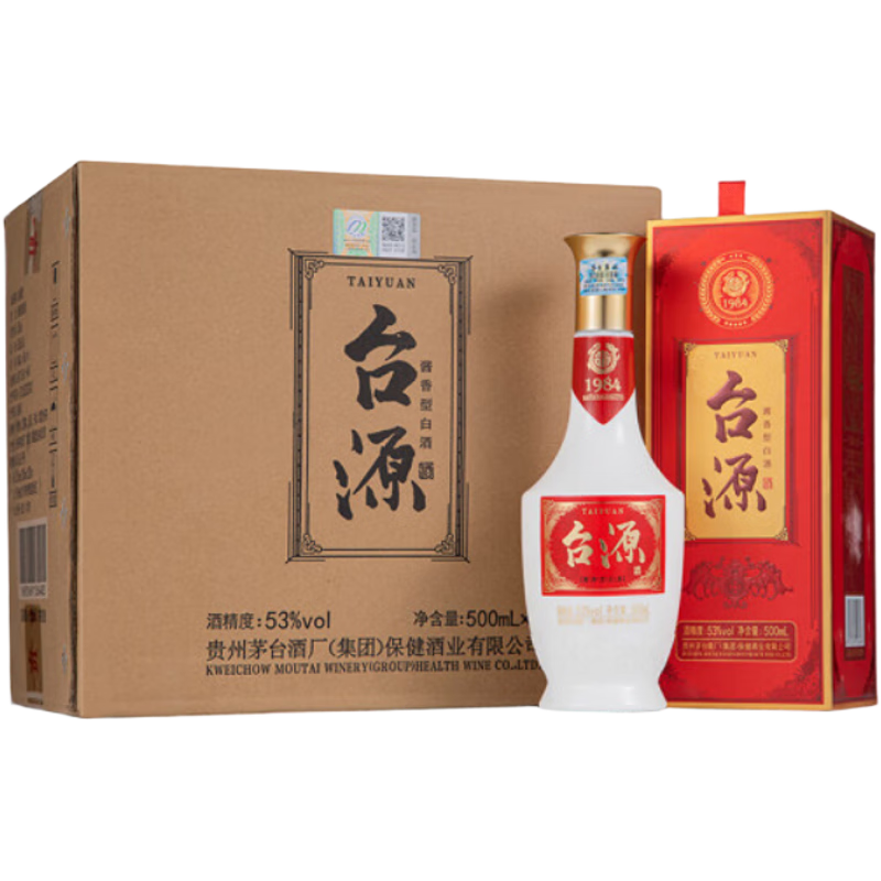 plus：贵州茅台集团 台源 酱香型白酒 53度 500ml*6 整箱装 373.92元（合62.32元/瓶