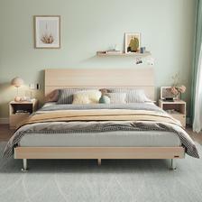 春焕新、家装季：QuanU 全友 106302 现代简约双人床 白橡木纹 1.5m床+床头柜*1 4