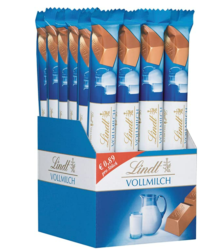 【含税直邮】Lindt 瑞士莲 全脂牛奶巧克力棒 24支/每支40g 到手约￥253.1