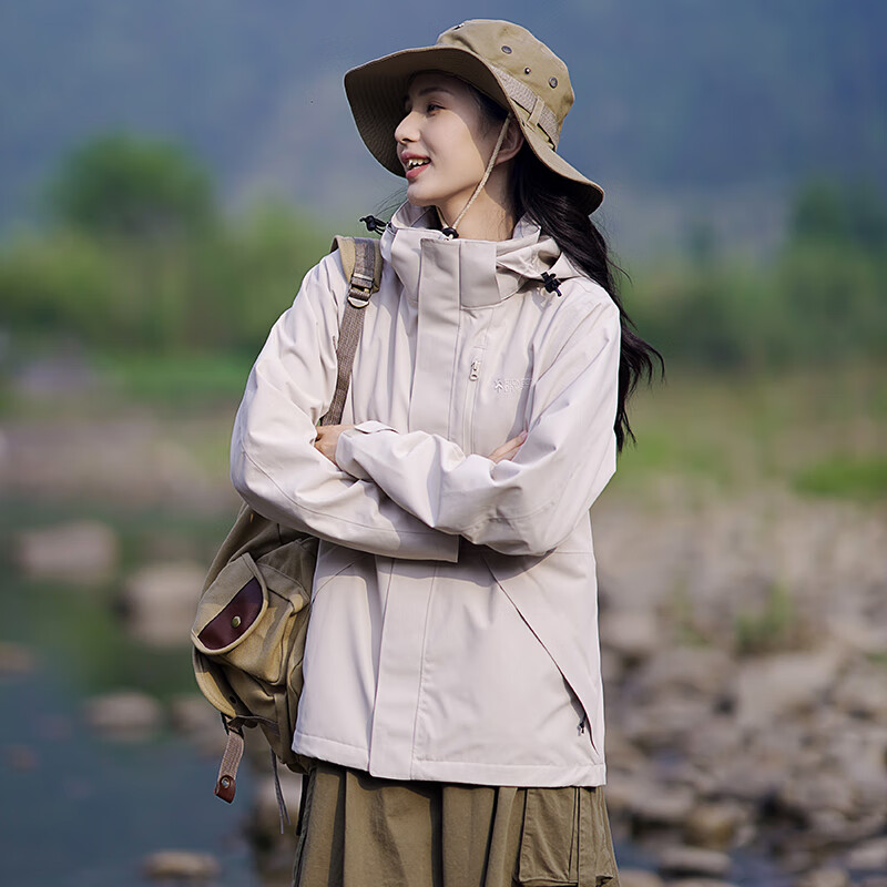 Pioneer Camp 拓路者 春秋款硬壳冲锋衣女三合一登山服防风防水户外旅行外套