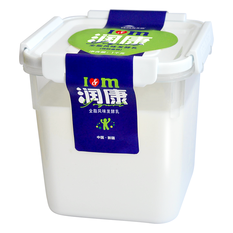 天润 TERUN 新疆特产 润康方桶 低温生鲜 酸奶老酸奶 家庭装 1kg*1桶*2件 42.32元