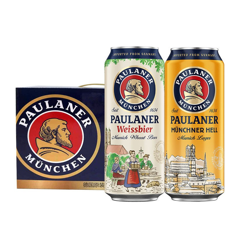 PAULANER 保拉纳 混合小麦啤酒 500ml*12听 黑白礼盒装 119元