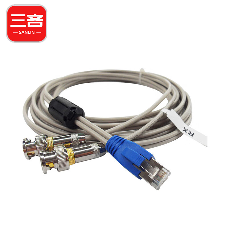 三吝 H3CE1线缆 CAB-E1-75ohm 120转75欧RJ45网口转2个BNC1.5米 SL-80-IEE 102元