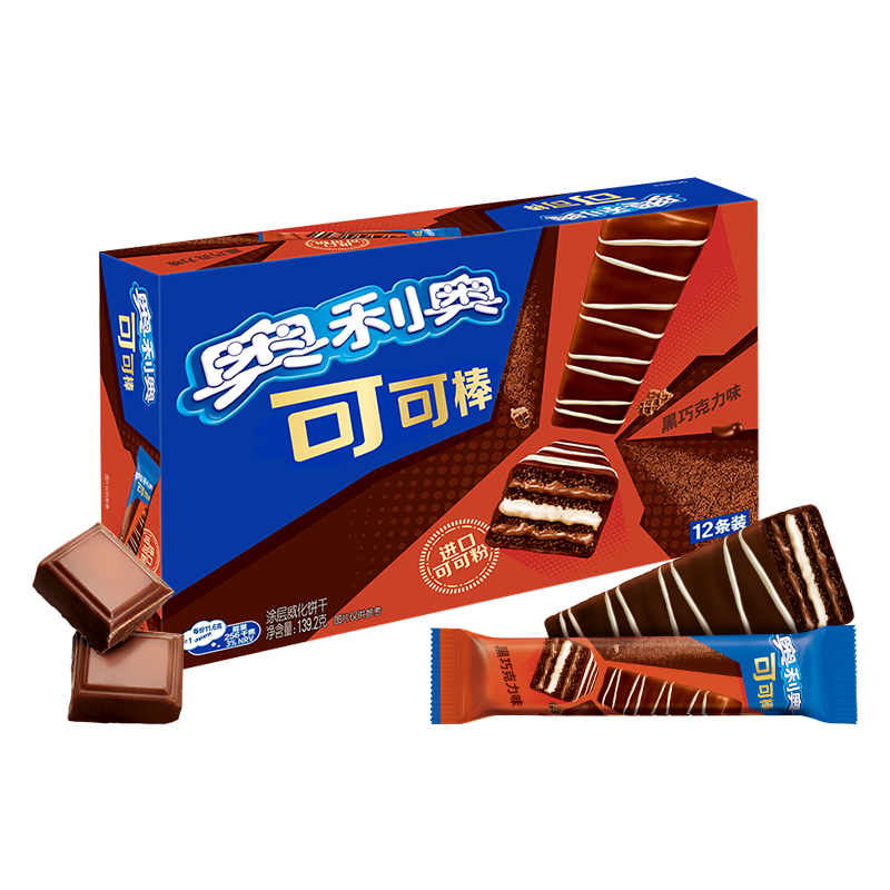 PLUS会员，需首购:奥利奥（Oreo）可可棒 浓情黑巧克力味139.2g/12条*2件 10.62元