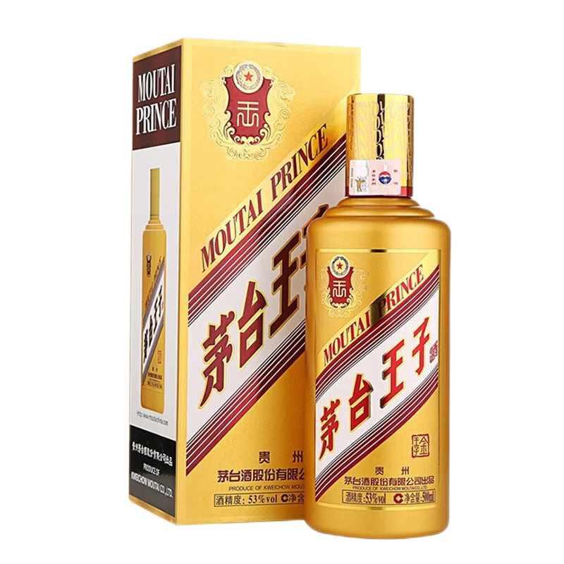 plus会员：茅台王子酒 金王子 酱香型白酒 53度 500ml 225.1元包邮