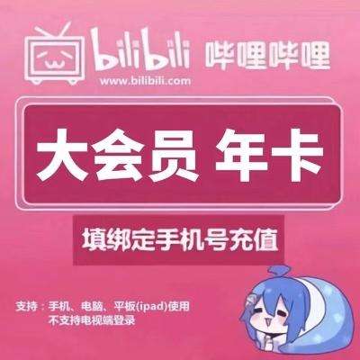 哔哩哔哩 bilibili 大会员年卡12个月B站 84.6元