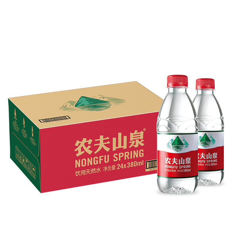 PLUS会员：农夫山泉 饮用水 饮用天然水380ml*24瓶 整箱装*4件 93.24元（合23.31元