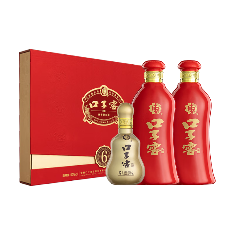 plus会员：口子窖 六年型 兼香型白酒 50度 550ml*2瓶 礼盒装 227.3元（需领券）