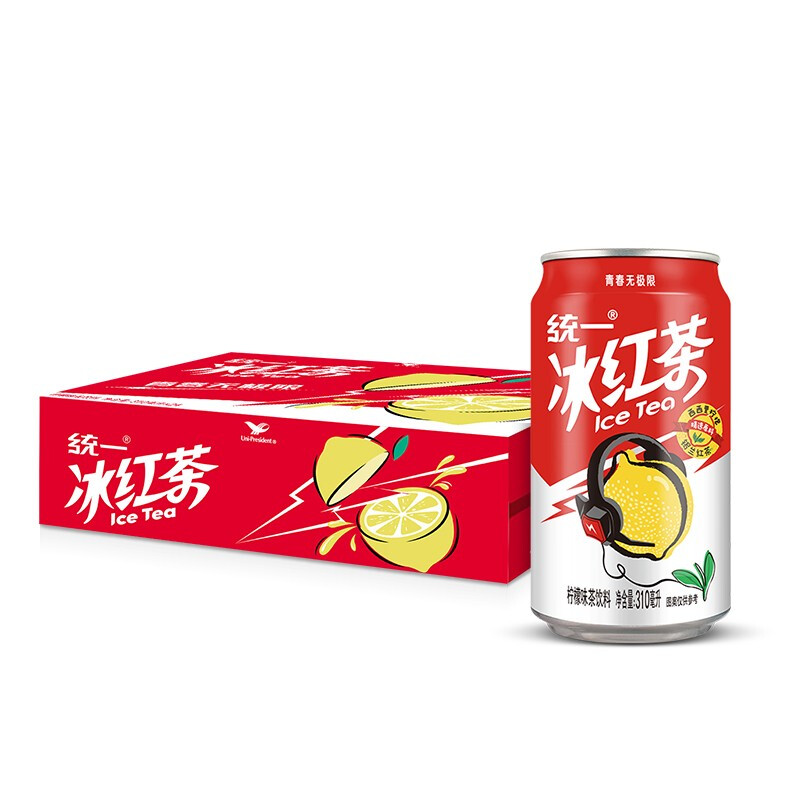 统一 冰红茶 罐装柠檬红茶饮料 310ML*24罐 整箱装 新旧包装交替发货 38.61元（