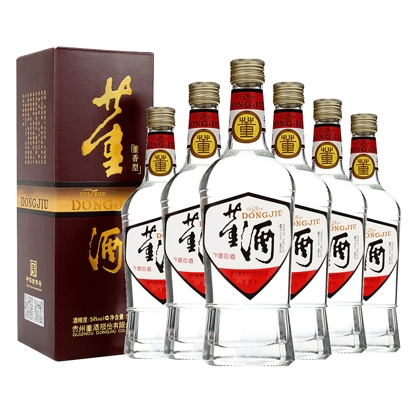 PLUS会员：董酒 复刻系列 白标 董香型白酒 54度 500ml*6整箱装 赠坚果礼盒 583.7