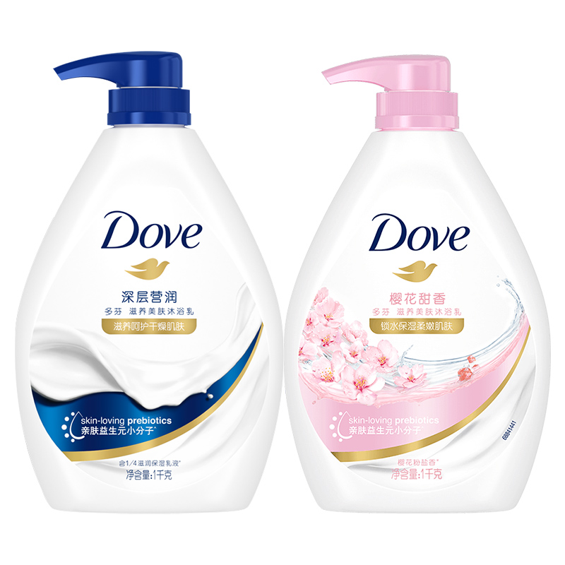 Dove 多芬 沐浴露樱花白桃深层营润沐浴乳男女家用1kg保湿香氛清洁温和 8.5元