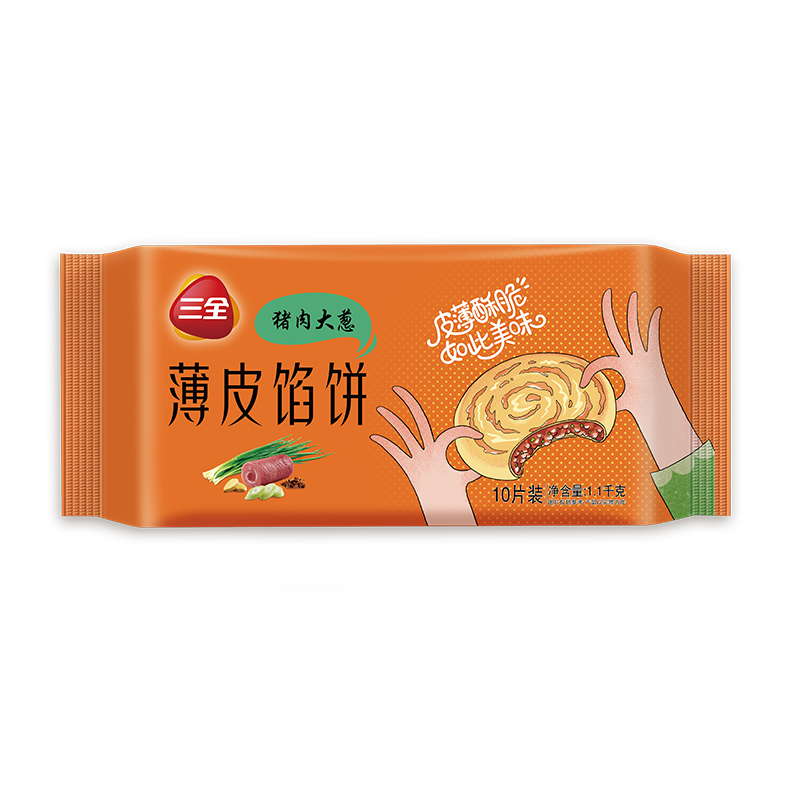 三全 薄皮馅饼 猪肉大葱口味 10片 1.1kg 9.42元