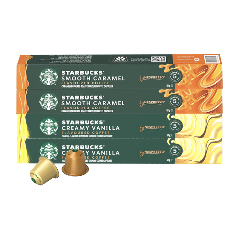 星巴克（Starbucks）Nespresso浓遇胶囊咖啡*4条装 香草+焦糖混合口味40颗 129元包