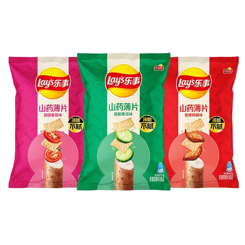 Lay's 乐事 山药薄片组合装 3口味 240g（田园番茄味80g+香烤鸡翅味80g+清新黄瓜