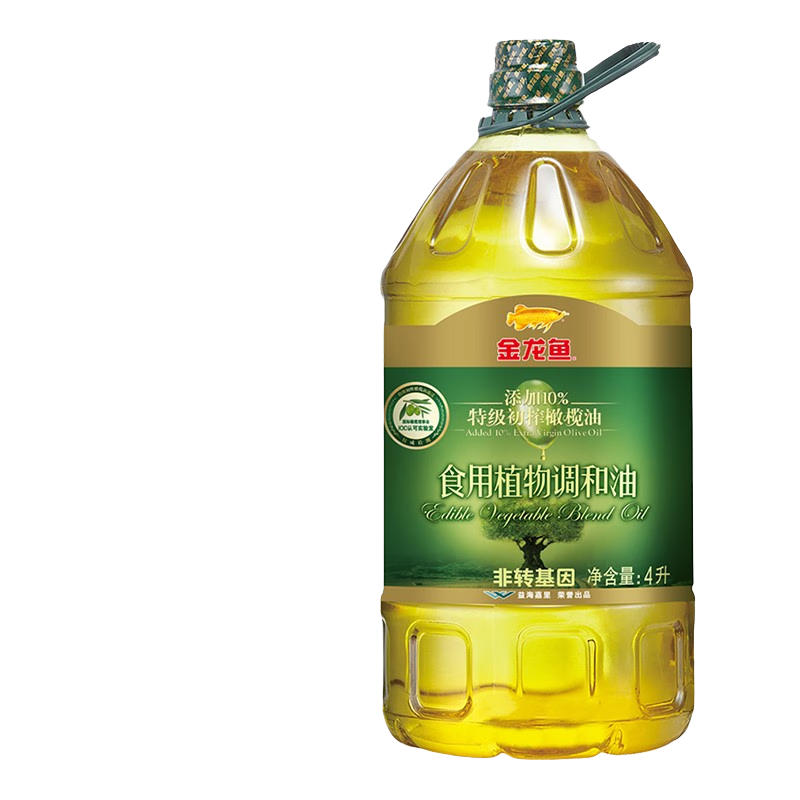 金龙鱼 食用油 添加10﹪特级初榨橄榄油 食用植物调和油 4L 60.07元（需领券